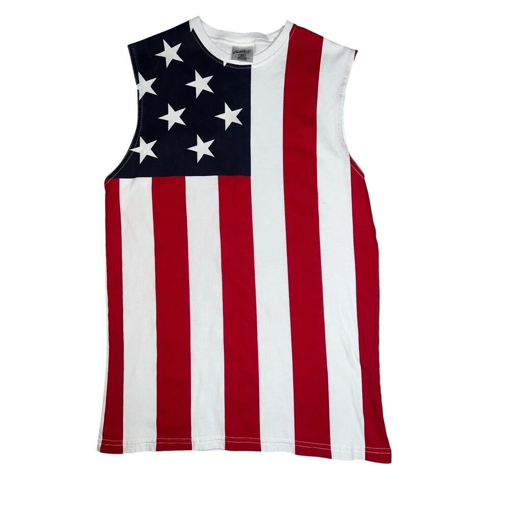 USA American flag sleeveless tank top men size Small America 250 patriot tank
